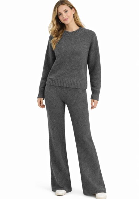 Soft Knit Bouclé Straight Leg Trousers