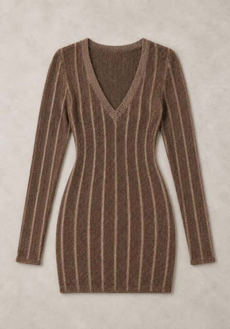 Plated Knit Midi Dress