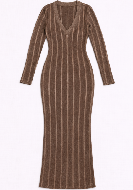 Plated Knit Maxi Dress