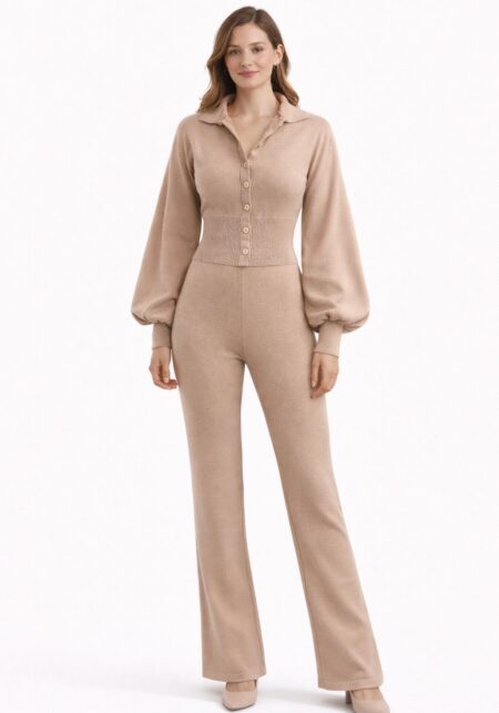 Collared Button-Through Knit Cardigan