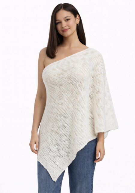 One Shoulder Knit Poncho