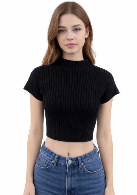 Boxy Ribbed Knit Crop Top