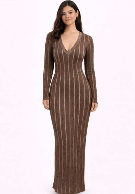 Plated Knit Maxi Dress