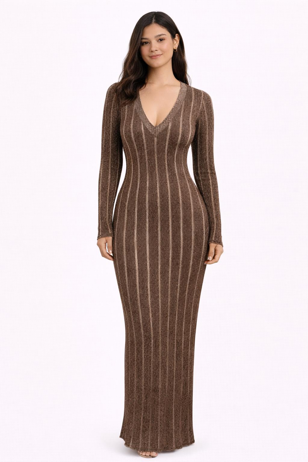 Plated Knit Maxi Dress