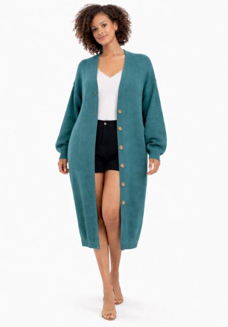 Longline Button-Through Maxi Cardigan