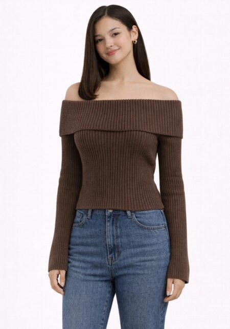 Off-Shoulder Bardot Knitted Top