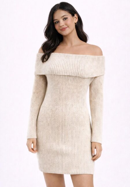Ribbed Bardot Dress
