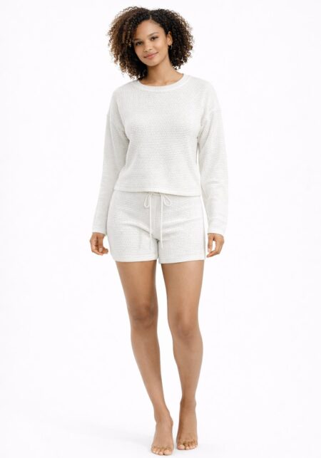 Textured Knit Drawstring Shorts