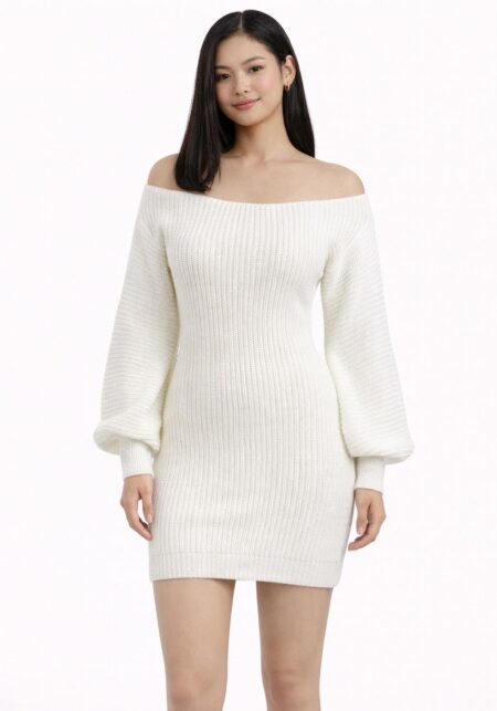 Off-Shoulder Knit Dress