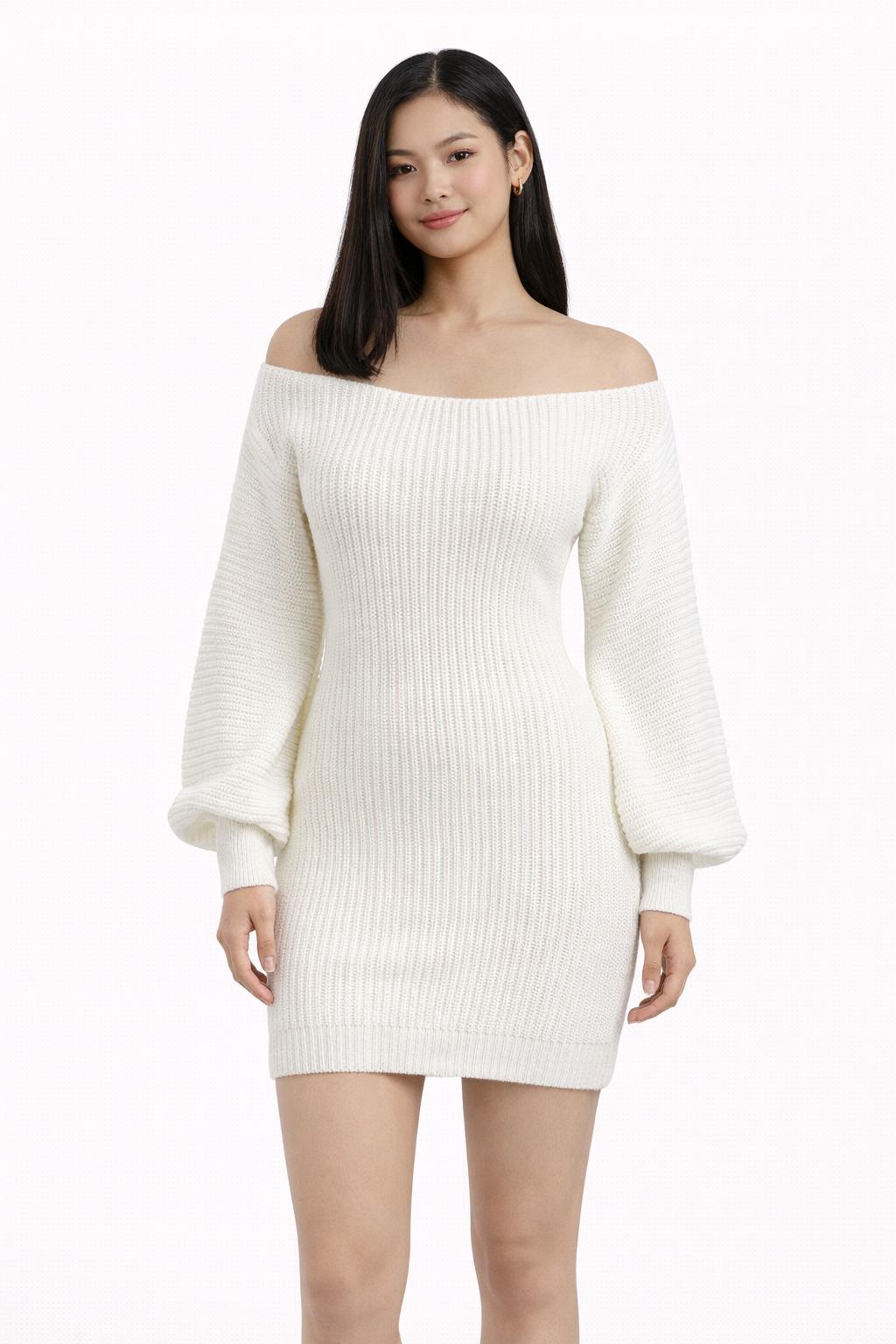 Off-Shoulder Knit Dress