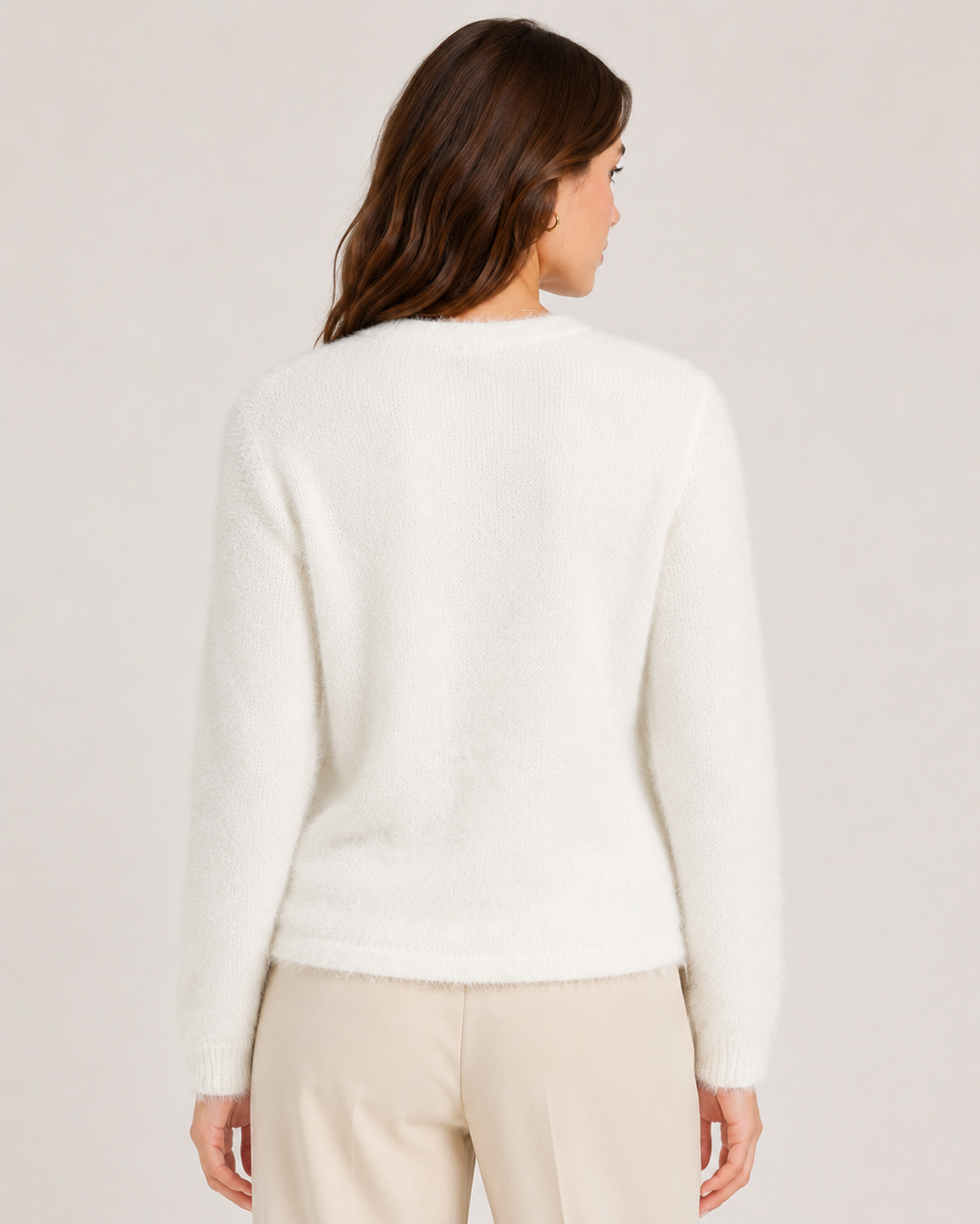 Cream Fluffy Wrap Knit Cardigan - Image 2